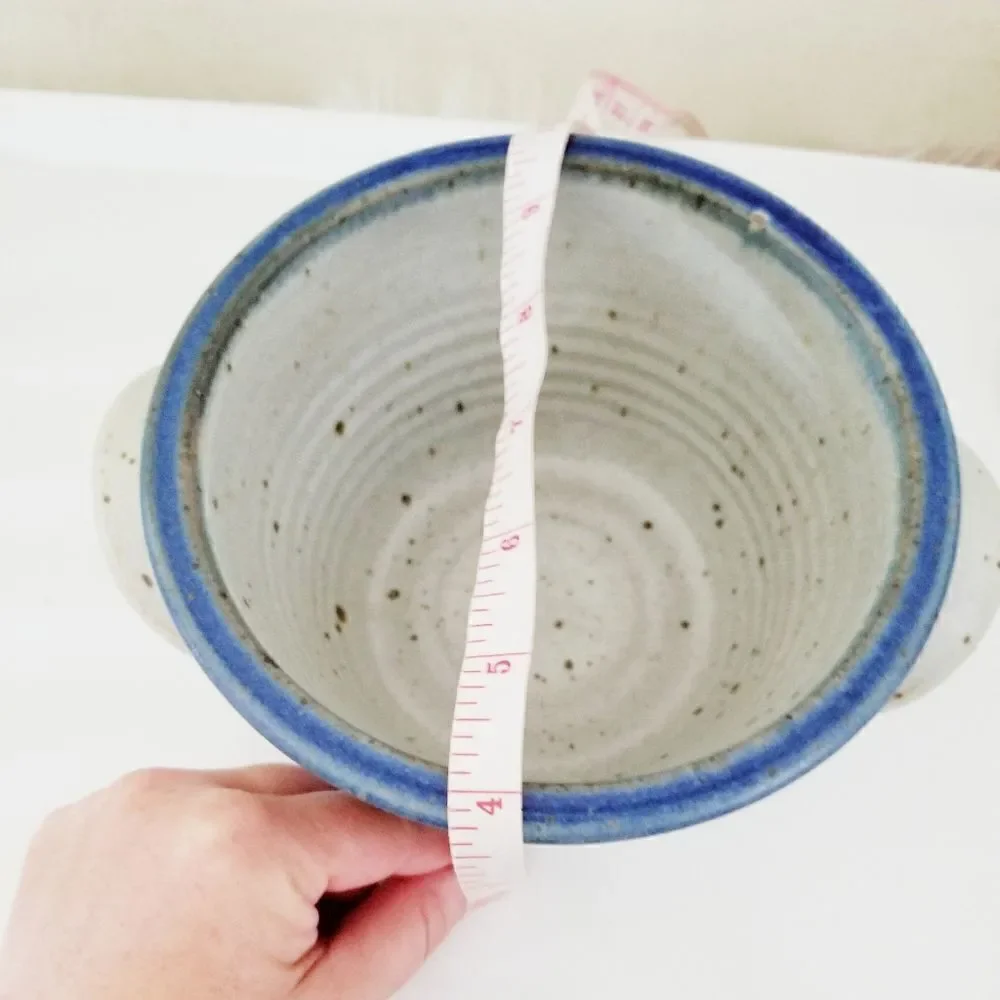 Vintage Pottery bowl with handles signed